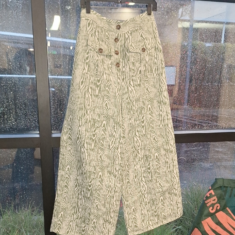 High-Waisted Patterned swirl WIDE LEG Pants ANTHROPOLOGIE C/MEO COLLECTIVE .